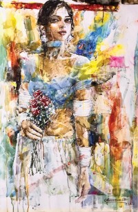 Moazzam Ali, Flower & Flower Series , 42 x 30 Inch, Watercolor on Paper, Figurative Painting, AC-MOZ-133